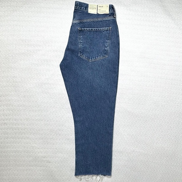 NWT AGOLDE Riley Crop Slim Straight High Rise Blue Sphere Raw Hem Sz 31 L25 - Picture 7 of 16